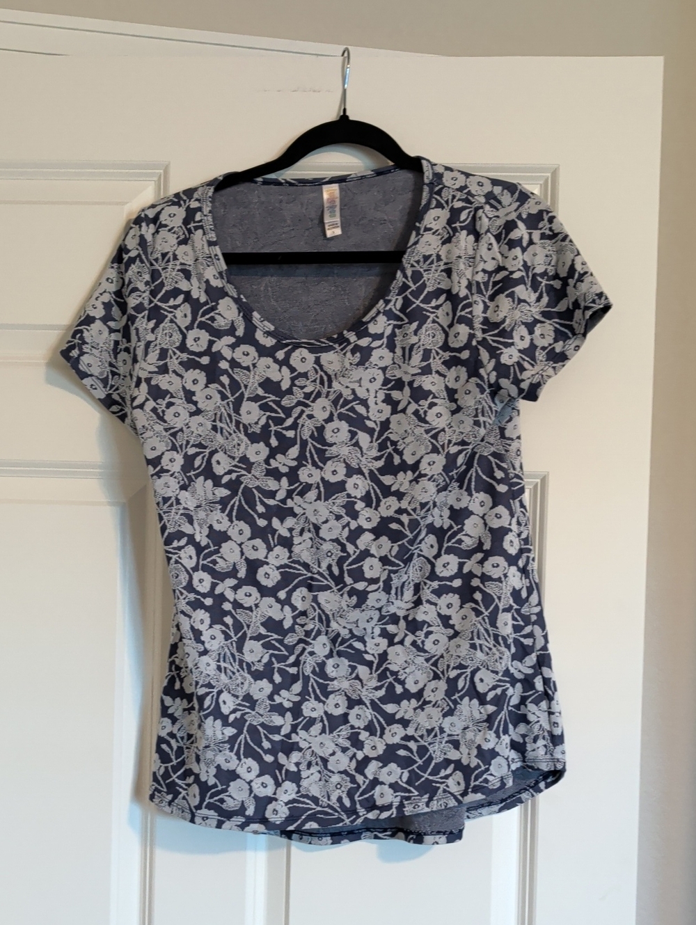 LuLaRoe Navy Blue Floral Scoop Neck Tee